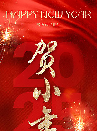 小年纳福美迎新年红色主题宣传海报