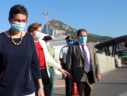 La ministra de Exteriores, Arancha González Laya, durante una visita al Campo de Gibraltar el pasado 24 de julio.