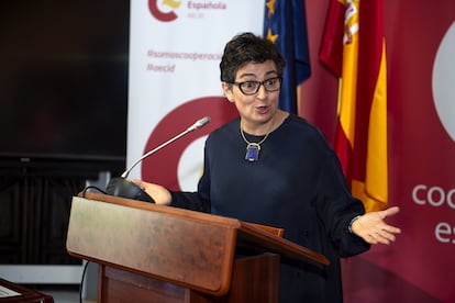 Arancha González Laya, este viernes en un acto de la Agencia Española de Cooperación Internacional para el Desarrollo (AECID).