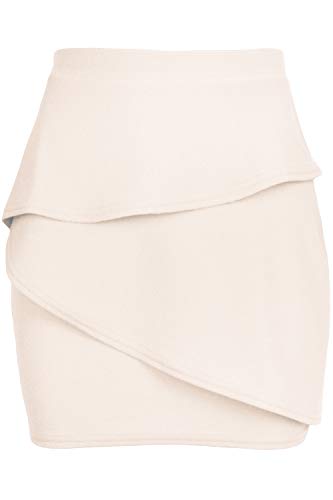 Fashion Star Oops Outlet Womens Peplum Ruffle Frill Hem Bodycon Ladies Stretchy High Waisted Mini Skirt