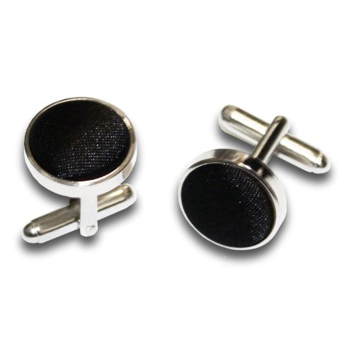 DQTMen Plain Satin Fabric Inlay Wedding Cufflinks