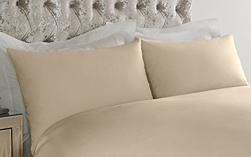 Sapphire Collection 2 x Luxury Pair of Housewife Pillow Cases Non Iron Percale Bedroom Bedding Pillow Cover (Cream)