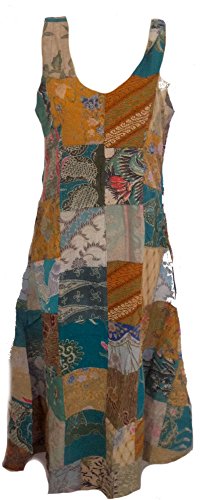 Fair Trade Patchwork Long Dress with Real Old Batik Patches by Terrapin (X-Large)