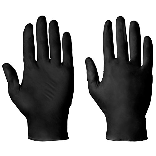 100 Black Nitrile Disposable Gloves Powder Latex Free Mechanic Tattoo Valeting (Large)