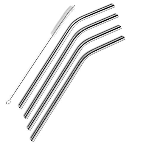 SipWell Stainless Steel Drinking Straws, Set of 4, Free Cleaning Brush Included by SIPWELL