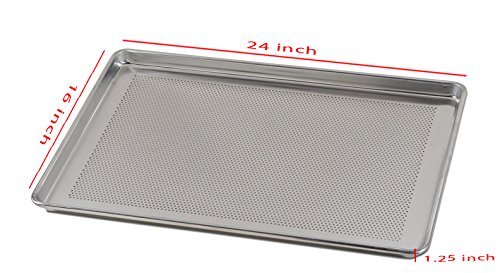 Prime Enterprises Heavy-Duty 16"x24" Steel Alloy Closed Bead Natural Perforated Sheet tray