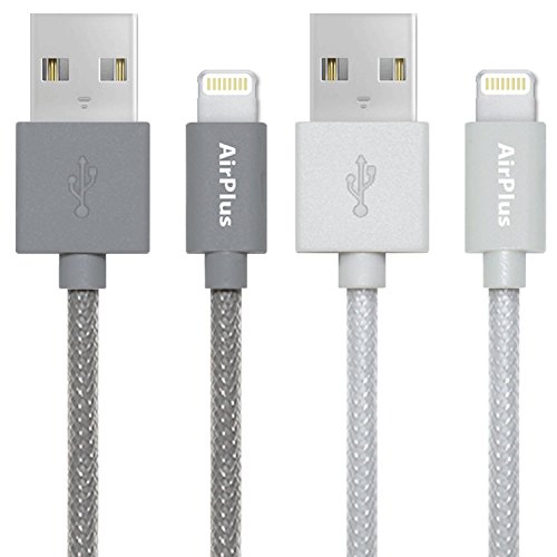 AirPlus AP-AX-905-SGRY/SIL 8 Pin Lightning to USB Cable - 3.2 Feet (1 Meter) (Space Grey-Silver, Pack of 2)