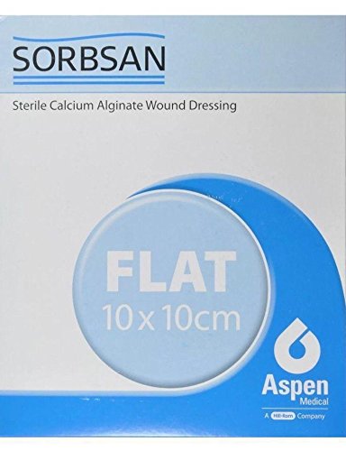 Sorbsan Flat Dressings 10cm x 20cm x 5 - Alginate Gel, Wounds, Ulcers, Diabetic