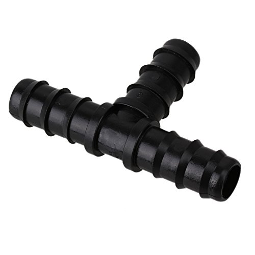 WEONE Black Plastic PE16 Tee Hose Joiner 16mm Dia Barbed T Piece Connector Pipe Fitting For Drip System Pack of 20