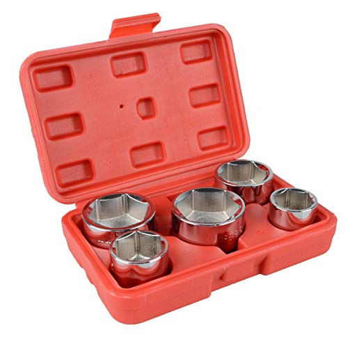 DAYUAN 5pc 3/8" Drive 24,27,32,36,38mm Oil Filter Wrench Remover Socket Set Cr-V 6pt