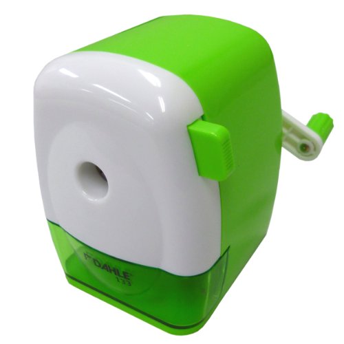 Dahle133 Manual Standard and Oversized Pencil Sharpener - Adjustable Point, Shavings Cup, Mounting Clamp - for Home and Office Use - Green White