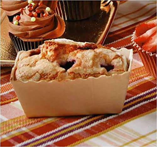 Pastry Chef's Boutique Easy Bake Paper Mini Loaf Cake Pans - Small Rectangle Loaf 3 1/8'' x 1 9/16''x 1 5/8''- Beige - 25pcs