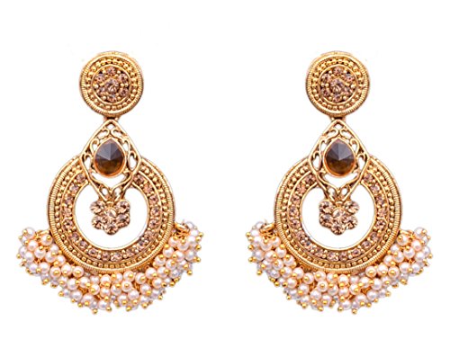 Sitashi Ethnic Wear Fashion Jewellery Gold Plated Pearl Dangler Earrings for Girls and Women