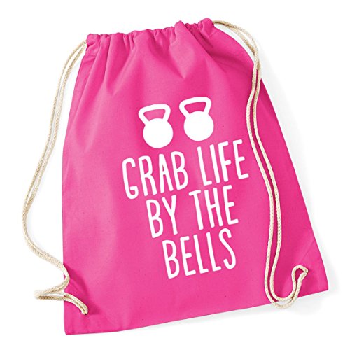 HippoWarehouse Grab life by the bells Drawstring Cotton School Gym Kid Bag Sack 37cm x 46cm, 12 litres