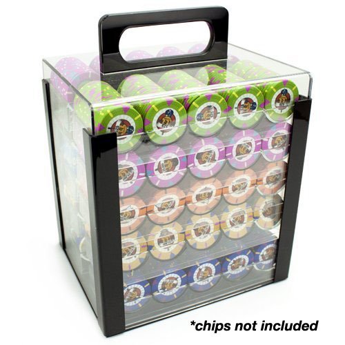 Brybelly Acrylic Poker Chip Carrier (1000-Count) with Chip Trays