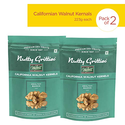 Nutty Gritties California Walnut Kernels 400g Without Shell, for Morning Consumption Dry Fruit, Omega-3 Rich (Walnut Kernels - 400g)