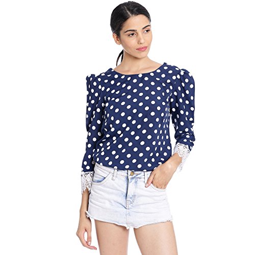 Navy Polka Dots Women’s 3/4 Sleeve Top.