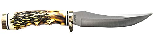 Uncle Henry 153UH Golden Spike Rat Tail Tang 9.25in S.S. Fixed Blade Knife with a 5in Blade and Staglon Handle for Outdoor Survival, Camping and Hunting