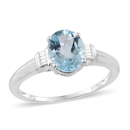 925 Sterling Silver Oval Sky Blue Topaz Solitaire Engagement Ring for Women Cttw 2.5