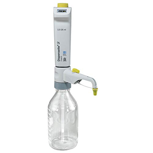 BrandTechSCIENTIFIC 4630351 Dispensette S Organic Digital Bottletop Dispenser with Recirculation Valve, 2.5 mL - 25 mL Capacity