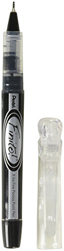 PentelFinito Porous Point Pen, .4mm, Black/Silver Barrel, Black Ink, Single Pen (SD98A)