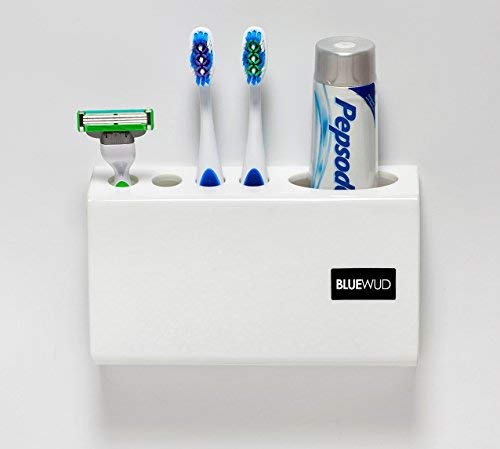 BLUEWUD Snow Acrylic Wall Hanging Tooth Brush Holder Stand, Thumbler Holder, Bathroom Accessories