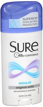 SureAnti-Perspirant Deodorant Original Solid Regular Scent - 2.7 oz, Pack of 4