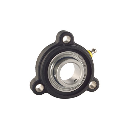 System PlastUCFL205-16 3-Bolt Flange Bearing, Black Polyamide Housing with 1" Bore Diameter