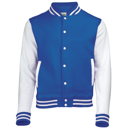 AWDis Hoods Varsity Letterman jacket Royal Blue / White 2XL