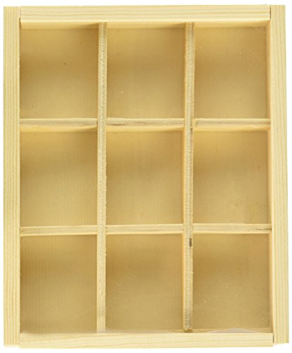 Multicraft Imports WS288 Wood Craft Natural DIY 9-Window Keepsake Box, 4.75" x 5.75"