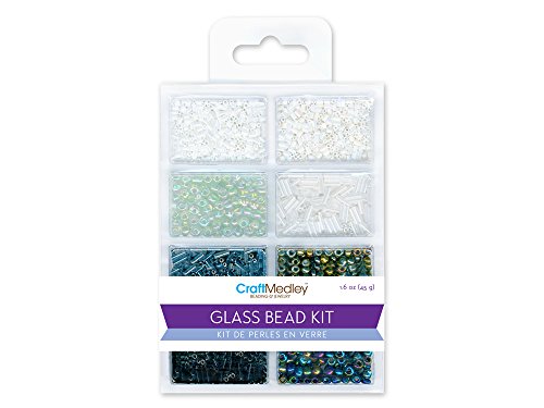 Multicraft Imports Glass Bead Kit, 45g, Rocailles/Seed/Bugles, Black & White Classic