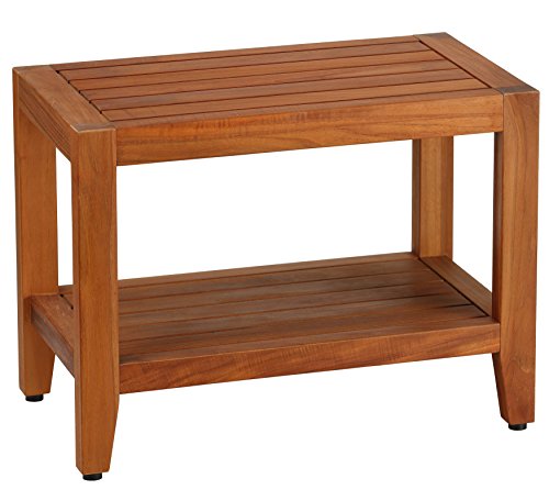 Bare Decor Serenity Spa 24" Bench with Shelf in Solid Teak Wood