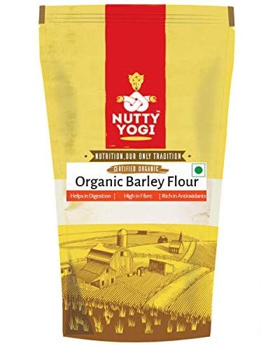 Nutty Yogi Organic Barley Flour L Gluten Free Atta L 100% Natural & Vegan L Jau Ka Atta L Fibre Rich L Make Healthy Snacks L Mix With Wheat Flour & Make Chapati L 500G