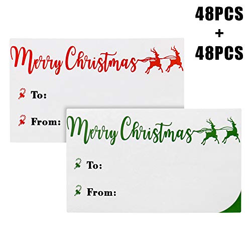 jijAcraft Christmas Tags Christmas Sticker Labels for Prsent Wrapping, 240PCS Christmas Self Adhesive 2.4"x 1.4" inches Red and Green Christmas Elk Stickers, Holiday Presents Labels for Gift Wrapping