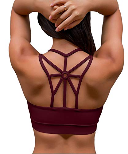 YIANNA Sports Bras for Women Cross Back Padded Sports Bra Medium Support Workout Running Yoga Bra