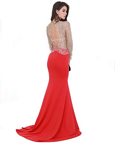 Women's O Neck Long Sleeve Bodycon Maxi Dress for Prom