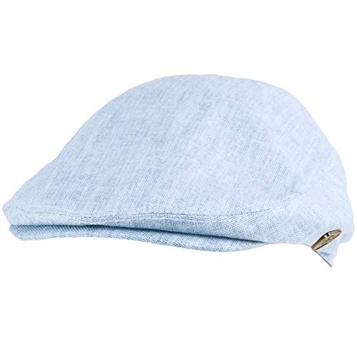 Men's Summer 100% Linen Front Snap Flat Golf Ivy Driving Cap Hat