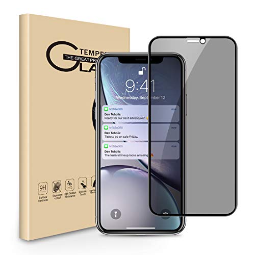 Privacy Screen Protector for iPhone XR, [1-Pack] Full Coverage Anti-Spy Anti-Scratch Tempered Glass Film Shield f or Apple iPhone XR 6.1 inches