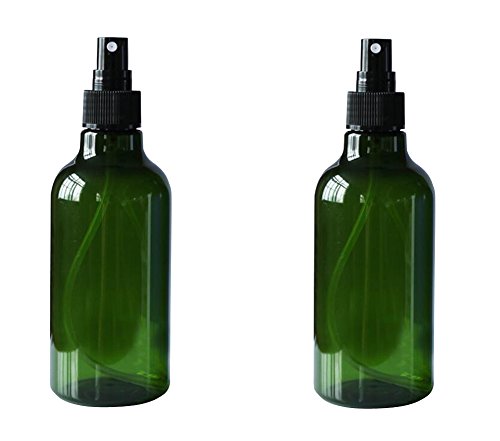 2PCS 250ML/8oz Round PET Spray Bottle with Black Sprayer-Makeup Cosmetic Bath Shower Toiletries Liquid Perfume Hair Conditioner Storage Containers (Green)