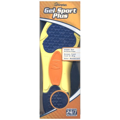 Airplus Men's Gel Sport Plus Insole 7-13 1 Pair Each (2 Pack)