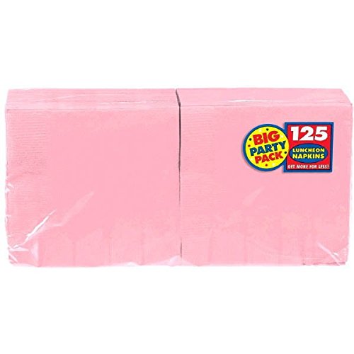 AmscanBig Party Pack Luncheon Paper Napkins, 6.5" x 6.5", 100 Ct, New Pink