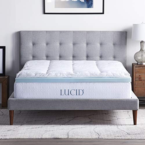 LUCID 4 Inch Down Alternative Gel Memory Foam Mattress Three Toppers in One, King