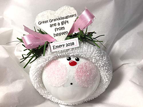 Great Granddaughter Gift Christmas Glass Ornament Heart Verse A Gift From Heaven Handmade Hand Painted Personalized Baby Face ca31ca32