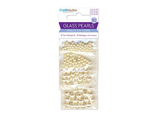 Multicraft Imports Glass Fired Pearl Beads, 3/4/6/8mm, Pearl Ivory, Assorted