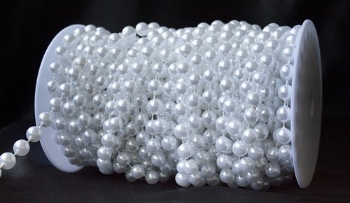 Saitec 33ft 8mm Large Pearls Faux Crystal Beads by the Roll (White)