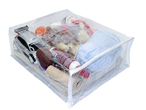 8-Pack Heavy Duty Vinyl Zippered Closet Square Storage Bags (Clear) for Sweaters, Sheets, Arts & Crafts, Toys and Much More! (12" x 15" x 5") 3.9 Gallon