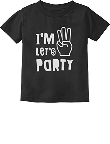 TeeStars - I'm Three Let's Party Cute 3rd Birthday Gift Toddler Kids T-Shirt 4T Black