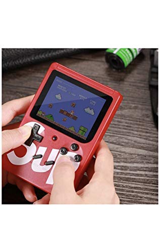 Roqer Colourful LCD Screen USB Rechargable Portable Red SUP Handheld Classic Retro Video Gaming Player Game Console with 400 in 1 Classic Old Games (Red)