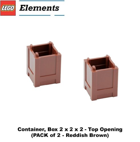 Lego Parts: Container, Box 2 X 2 X 2 - Top Opening (Pack Of 2 - Reddish Brown)