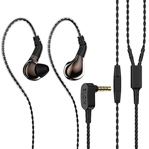 BLON 03 in Ear Earphone,10mm Carbon Diaphragm Dynamic Drive Bass HiFi DJ in Ear Monitor, Diamond Mirror Process in Ear Headphone with 2pins Detachable Cable Wired Earphone(Brown with Mic)